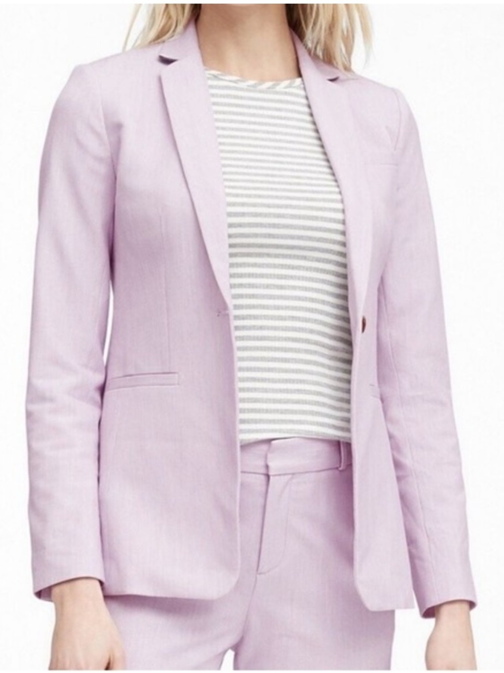 Banana Republic Lavender Long and Lean Lined Blazer Size 8 Long